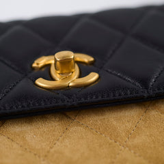 Chanel 25A Suede Mini Crossbody Black/Camel (Microchipped)