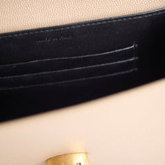 Saint Laurent Cassandra Chain Wallet Grain de Poudre Beige