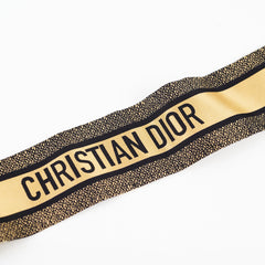 Christian Dior Mizza Mitzah Scarf Beige and Black Silk Twilly