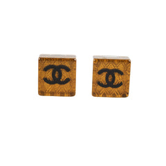 Chanel Amber Square CC Logo Earrings