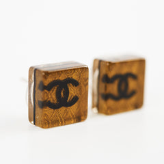 Chanel Amber Square CC Logo Earrings