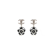 Chanel Flower Crystal CC Logo Earrings
