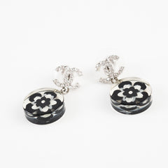 Chanel Flower Crystal CC Logo Earrings