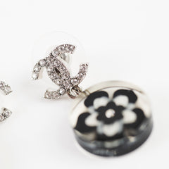 Chanel Flower Crystal CC Logo Earrings