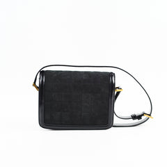 Saint Laurent Solferino Small Suede/Patent Black