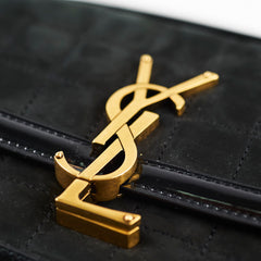 Saint Laurent Solferino Small Suede/Patent Black