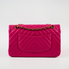 Chanel Medium/Large Classic Flap Chevron Lambskin Fuchsia Pink