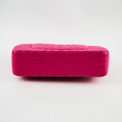 Chanel Medium/Large Classic Flap Chevron Lambskin Fuchsia Pink