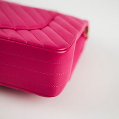 Chanel Medium/Large Classic Flap Chevron Lambskin Fuchsia Pink