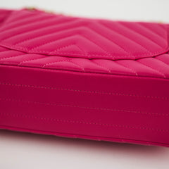 Chanel Medium/Large Classic Flap Chevron Lambskin Fuchsia Pink