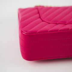 Chanel Medium/Large Classic Flap Chevron Lambskin Fuchsia Pink