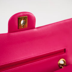 Chanel Medium/Large Classic Flap Chevron Lambskin Fuchsia Pink