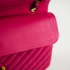 Chanel Medium/Large Classic Flap Chevron Lambskin Fuchsia Pink