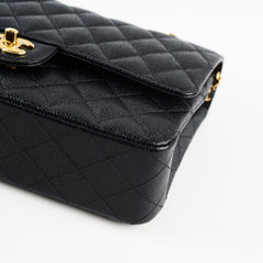 Chanel Medium/Large Caviar Double Classic Flap Black 2021 Microchipped