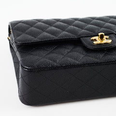 Chanel Medium/Large Caviar Double Classic Flap Black 2021 Microchipped