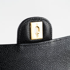Chanel Medium/Large Caviar Double Classic Flap Black 2021 Microchipped