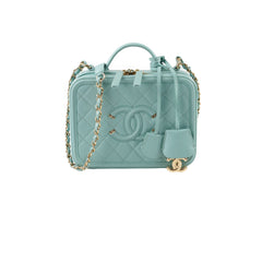 Chanel CC Filigree Vanity Tiffany Blue Caviar