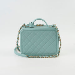 Chanel CC Filigree Vanity Tiffany Blue Caviar