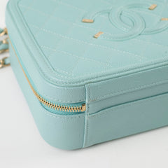 Chanel CC Filigree Vanity Tiffany Blue Caviar