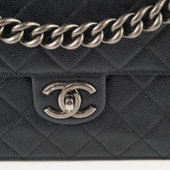 Chanel Retro Flap Messenger Bag Caviar Black