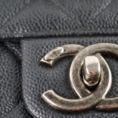 Chanel Retro Flap Messenger Bag Caviar Black