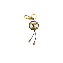 Louis Vuitton Very Bag Charm Key Holder Gold with Black Leather