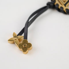 Louis Vuitton Very Bag Charm Key Holder Gold with Black Leather