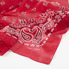 Saint Laurent 65 x 65 Bandana Scarf Red