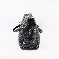 Dior Large Cannage Tote Patent Black