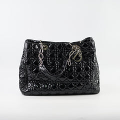 Dior Large Cannage Tote Patent Black