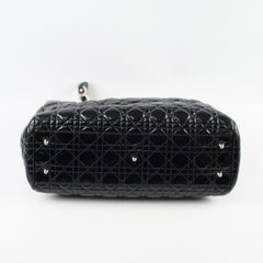 Dior Large Cannage Tote Patent Black