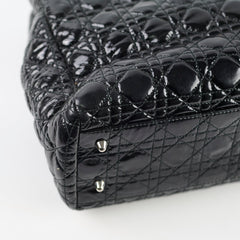 Dior Large Cannage Tote Patent Black