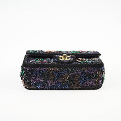 Chanel 23K Floral Sequins Mini Rectangular Black (Microchipped)
