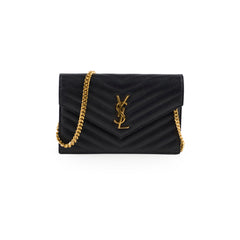 Saint Laurent Cassandre Envelope Wallet on Chain Black