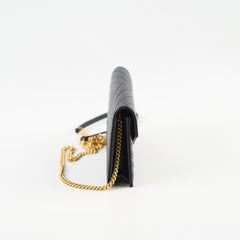 Saint Laurent Cassandre Envelope Wallet on Chain Black