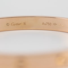 Cartier Love Classic Model Bracelet Size 16 Rose Gold