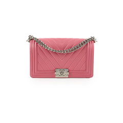 Chanel Old Medium Chevron Boy Lambskin Pink