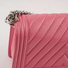 Chanel Old Medium Chevron Boy Lambskin Pink