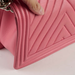 Chanel Old Medium Chevron Boy Lambskin Pink