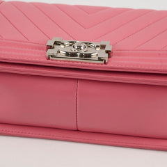 Chanel Old Medium Chevron Boy Lambskin Pink
