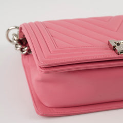 Chanel Old Medium Chevron Boy Lambskin Pink
