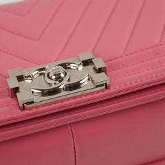 Chanel Old Medium Chevron Boy Lambskin Pink