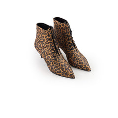 Saint Laurent Lace Up Leopard Boot Size 39