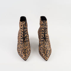 Saint Laurent Lace Up Leopard Boot Size 39