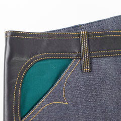 Louis Vuitton Denim Jeans Contrasting Leather Dark Blue Size 40