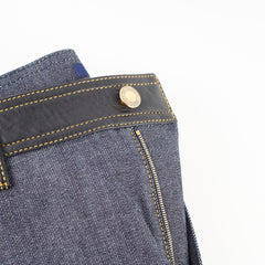 Louis Vuitton Denim Jeans Contrasting Leather Dark Blue Size 40