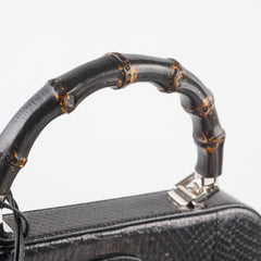 Gucci Snakeskin Large Top Handle Bag Black