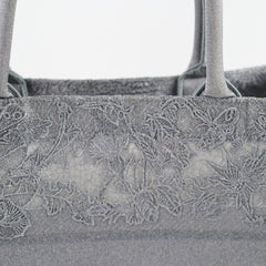 Christian Dior Medium Lace Embroidered Book Tote Grey