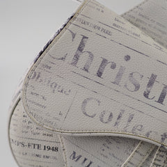 Christina Dior x Daniel Arsham Men's Newspaper Print Saddle Bag White