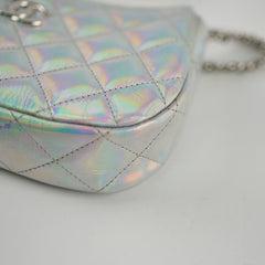 Chanel Iridescent Silver Holographic Clutch on Chain